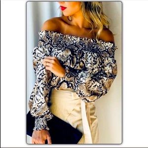 Snakeskin Printed Smock Blouse